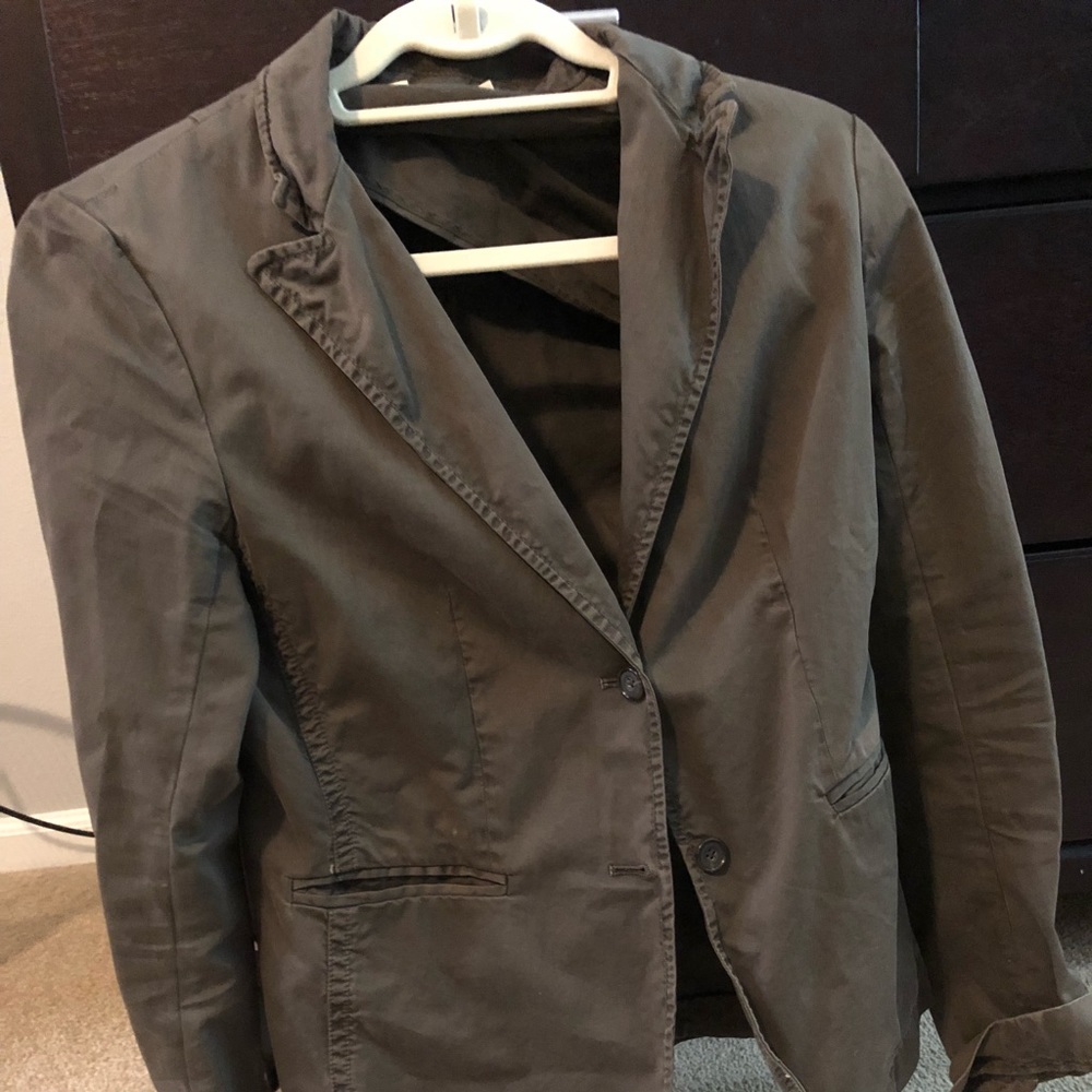 J Crew cotton chino army green blazer.